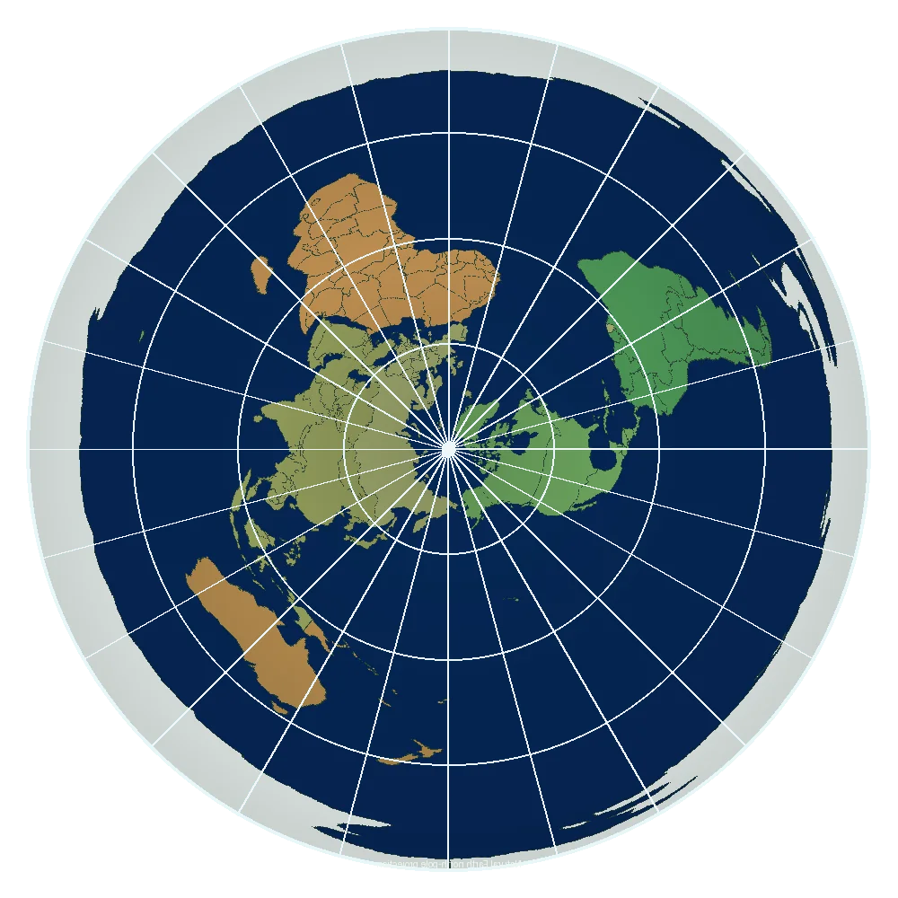 Top-down circular world map