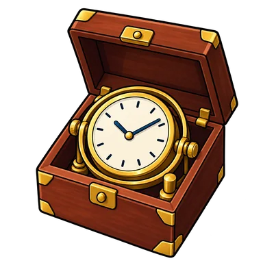 Illustrated brass marine chronometer in a wooden case